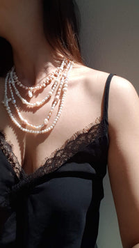 Ideale High Lustre Gold Overtone Pink Baroque Pearl and Rice Shape Pearl Strand Necklace