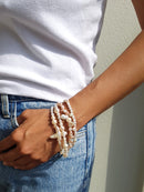 Cross of PAWA: High Lustre Cross Shape Baroque White Pearl Bracelet