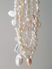Full Bloom High Luster Gold Overtone Pink Pearl and Mini Baroque (Nugget) Pearl Necklace
