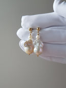 Enigma : High Lustre Baroque and round Pearl Earrings (AAAA Grade)