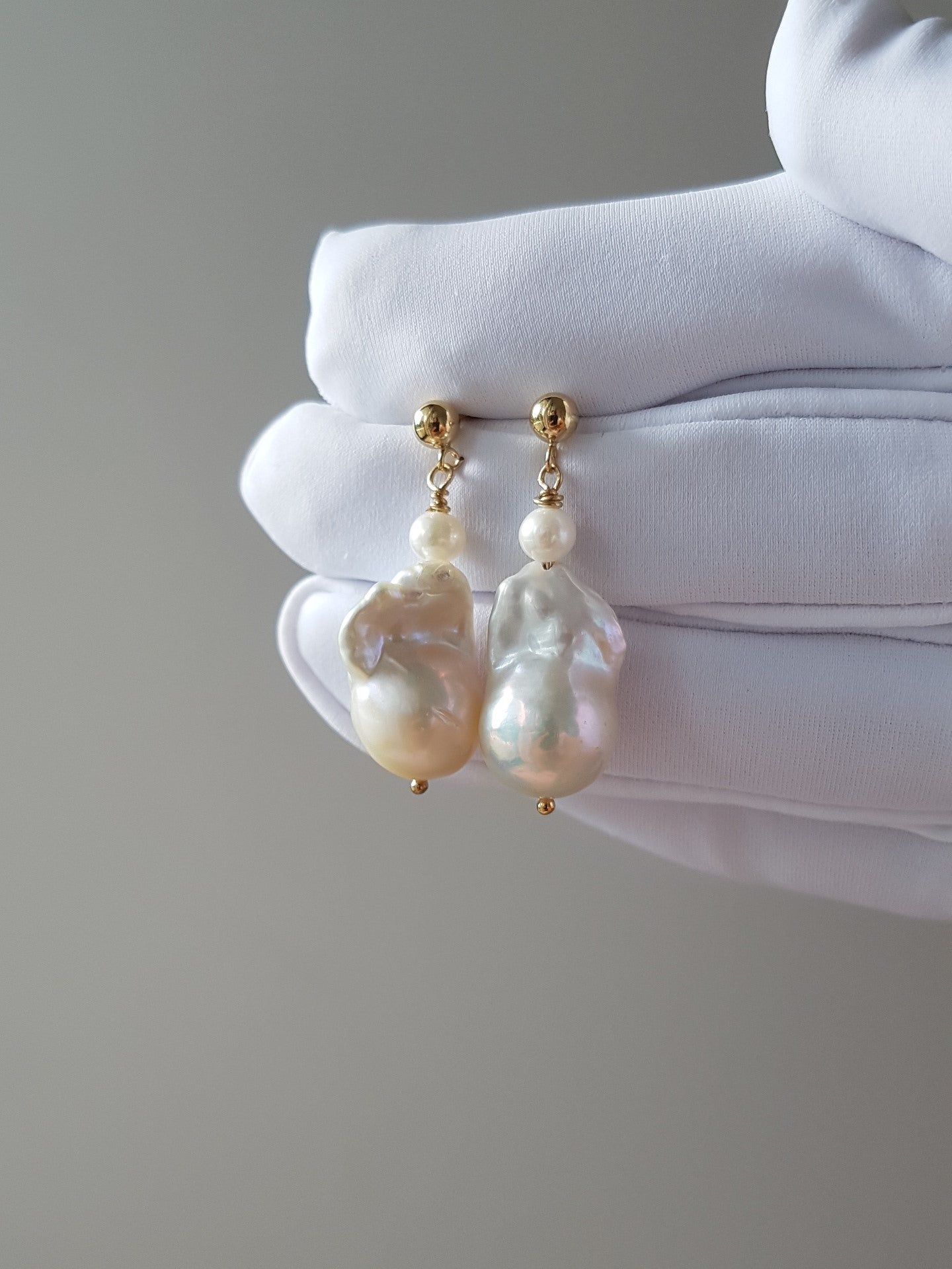 Enigma : High Lustre Baroque and round Pearl Earrings (AAAA Grade)