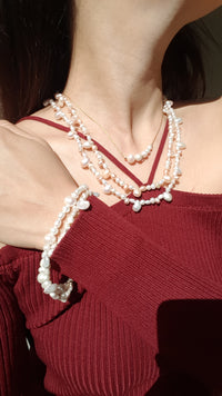 Full Bloom High Lustre Keshi, Round and Potato Shape Pearl Necklace (AAAA Grade)