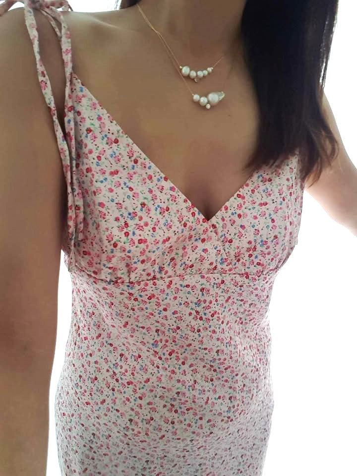 All The Luminous: High Lustre Baroque and Round White Pearl Pendant (14K Gold Filled Chain)
