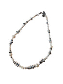 Lucent : High Lustre Round White Pearl with Silver Beads Necklace