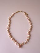 Enchante : High Lustre Baroque and Rice Shape White Peach Pink Pearl Necklace (AAAA Grade)