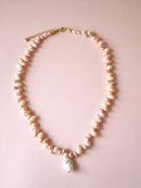 Enchante : High Lustre Baroque and Rice Shape White Peach Pink Pearl Necklace (AAAA Grade)
