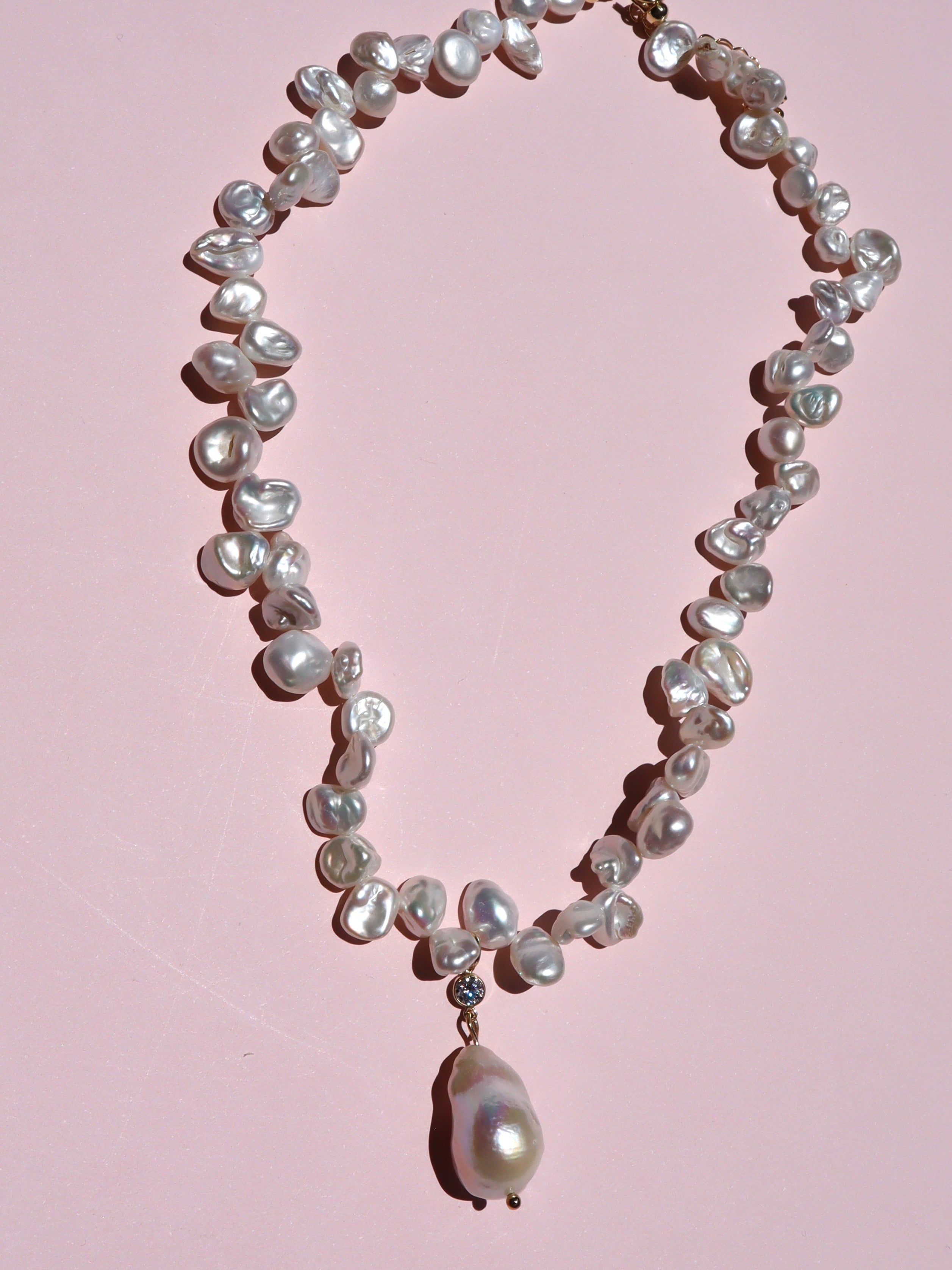 Full Bloom High Lustre Baroque Pearl on Keshi Pearl Necklace (AAA Grade)