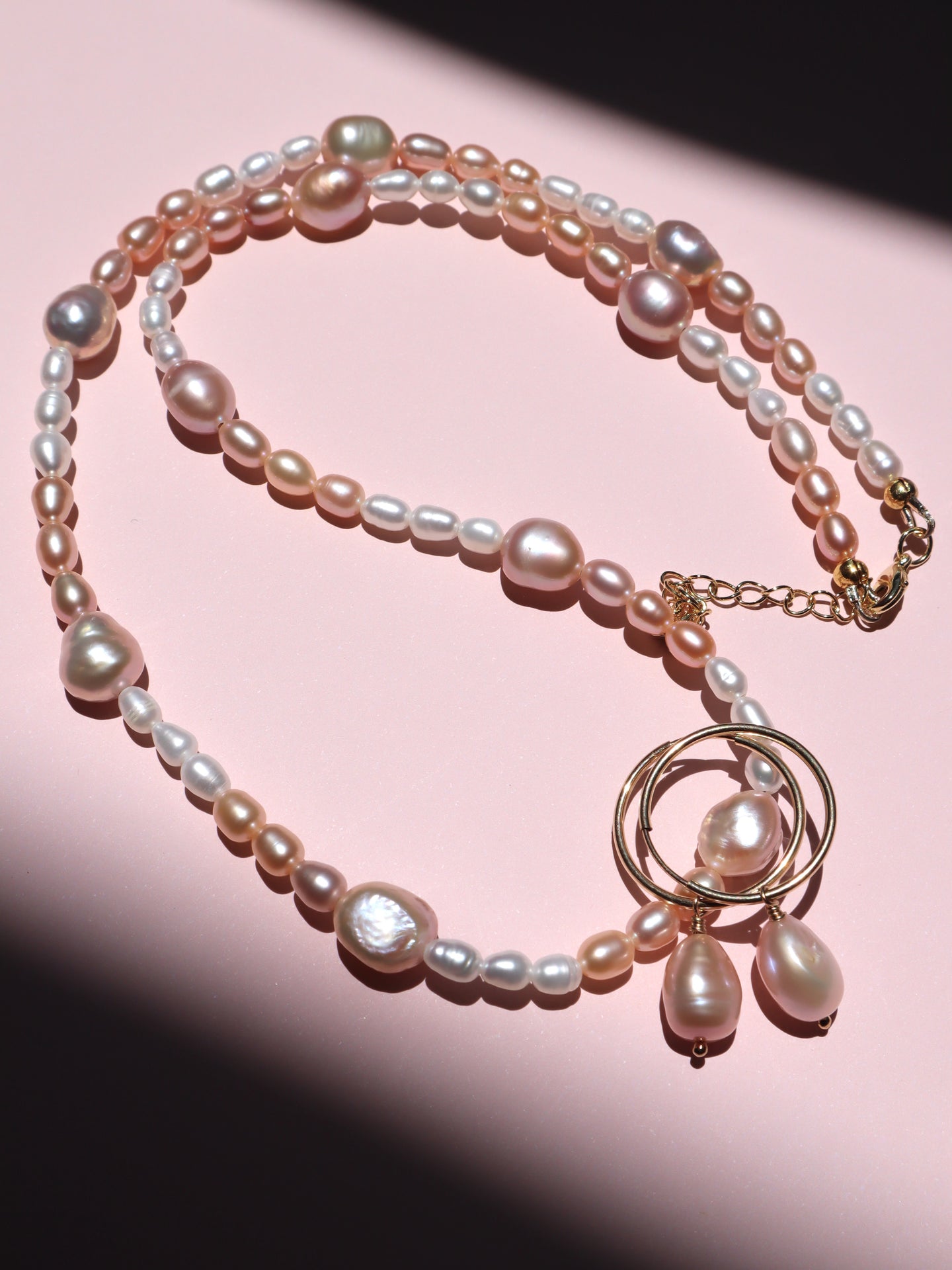Ideale High Lustre Dusty Rose Pink Baroque Pearl 14K Gold Filled Hoop Earrings