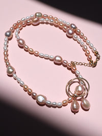 Ideale High Lustre Dusty Rose Pink Baroque Pearl 14K Gold Filled Hoop Earrings