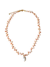 Enchante : High Lustre Baroque and Rice Shape White Peach Pink Pearl Necklace (AAAA Grade)