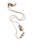 All The Luminous: High Lustre Baroque and Round White Pearl Pendant (14K Gold Filled Chain)