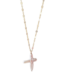 Cross of PAWA: High Lustre Cross Shape Baroque White Pearl Pendant