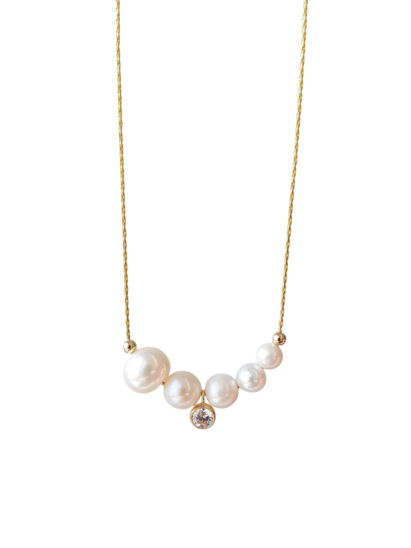 All The Luminous: High Lustre Round White Pearl Pendant (14K Gold Filled Chain)