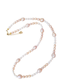 Ideale High Lustre Gold Overtone Pink Baroque Pearl and Rice Shape Pearl Strand Necklace