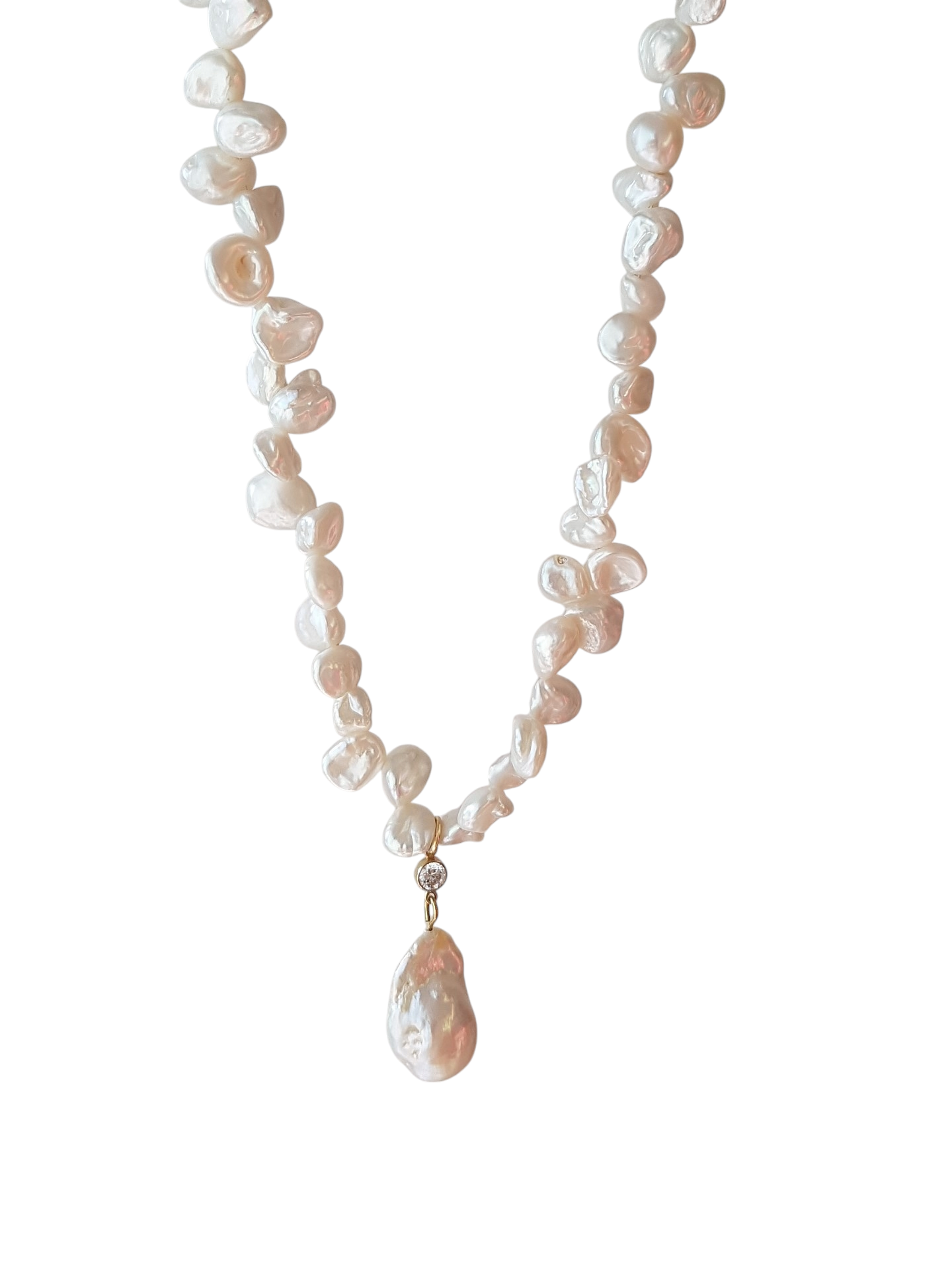 Full Bloom High Lustre Baroque Pearl on Keshi Pearl Necklace (AAA Grade)
