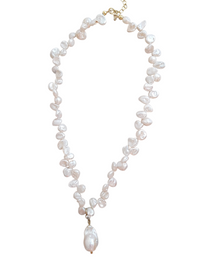 Full Bloom High Lustre Baroque Pearl on Keshi Pearl Necklace (AAA Grade)