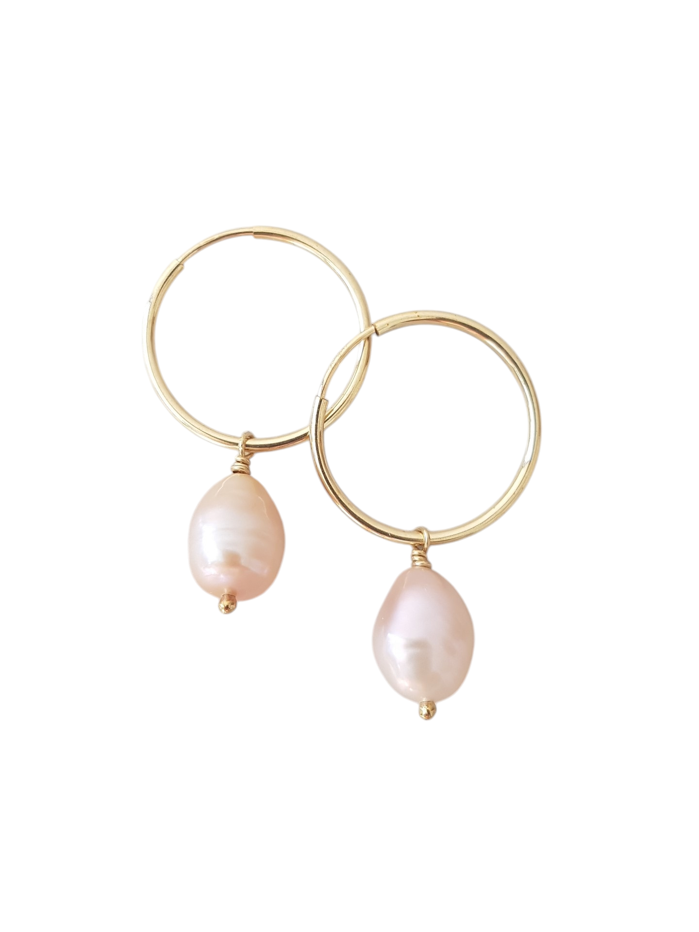 Ideale High Lustre Dusty Rose Pink Baroque Pearl 14K Gold Filled Hoop Earrings