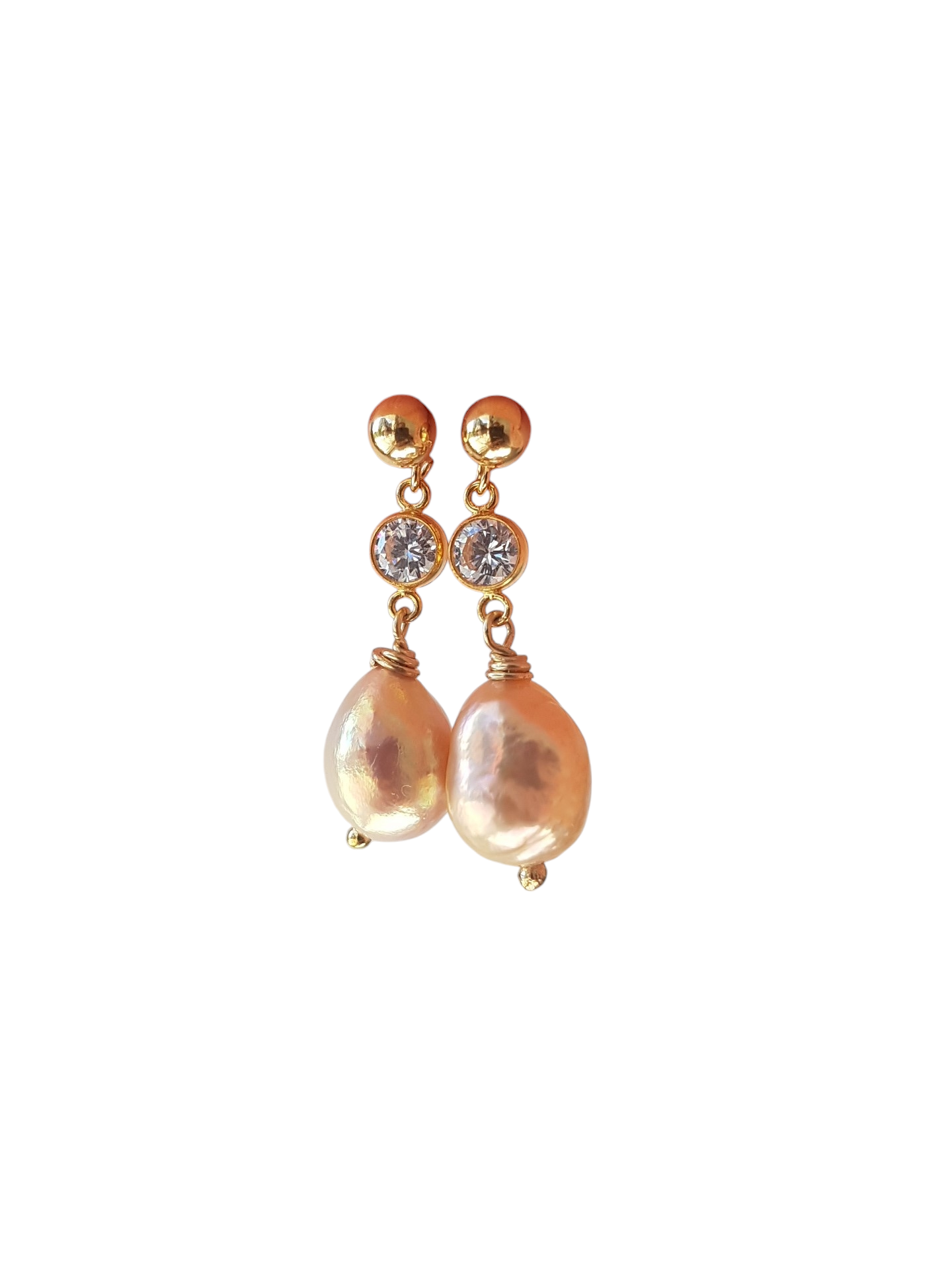Ideale High Lustre Gold Overtone Pink Baroque Pearl 14K Gold Filled Earrings