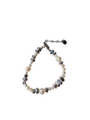 Lucent : High Lustre Round White Pearl with Silver Beads Bracelet