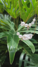 All The Luminous: High Lustre Baroque and Round White Pearl Pendant (14K Gold Filled Chain)
