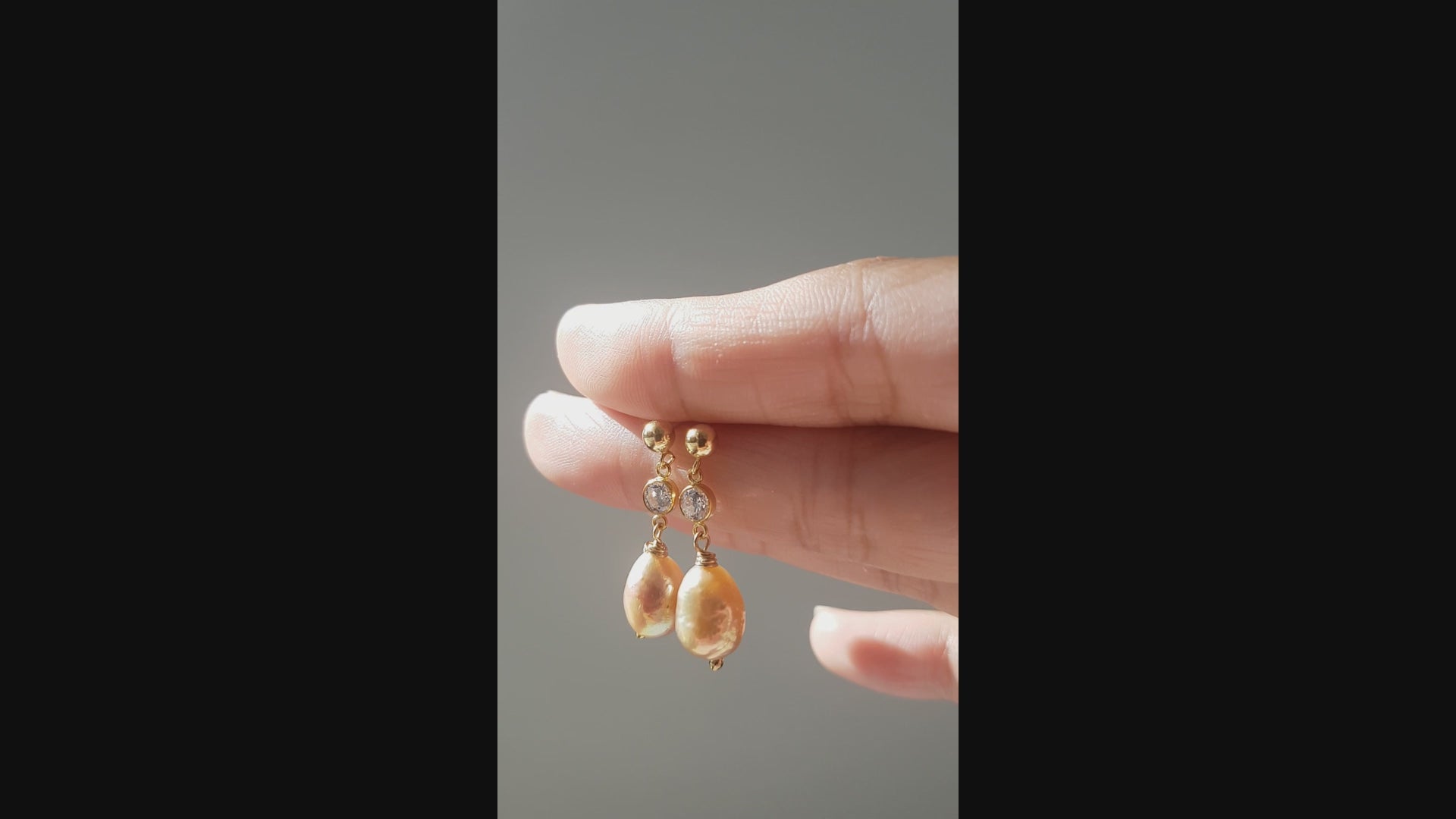 Ideale High Lustre Gold Overtone Pink Baroque Pearl 14K Gold Filled Earrings